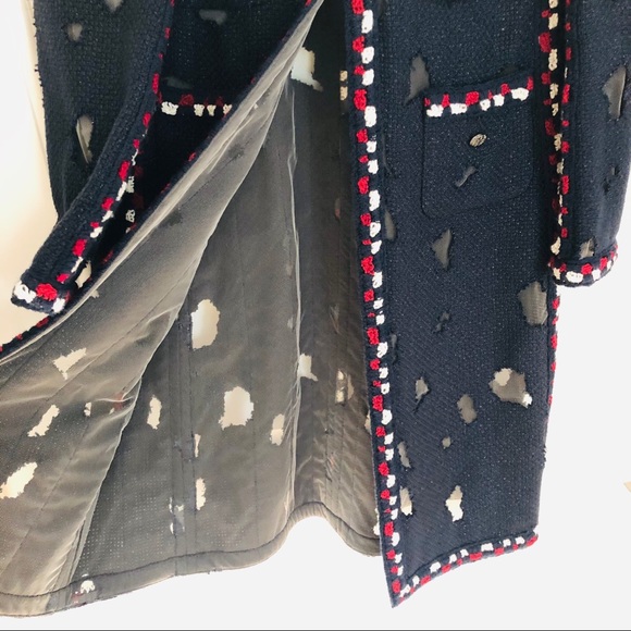 CHANEL dark blue mesh cutout coat - Picture 7 of 9